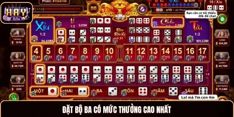 Đặt bộ ba có mức thưởng cao nhất