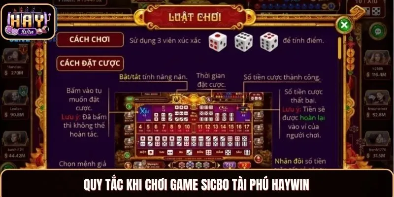 Tổng hợp quy định trong Sicbo Tài Phú Haywin đảm bảo công bằng